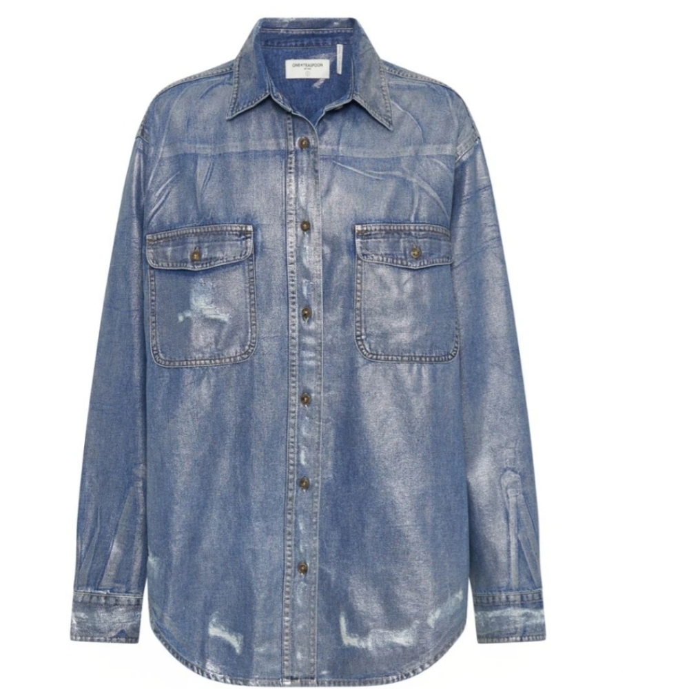 One Teaspoon Grunge Denim Vibtage Y2K Shacket Shirt Sz L